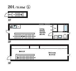 フォンス仲六郷1 1LDKの間取図画像
