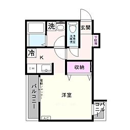 コンソラーレ長崎 2階1Kの間取り