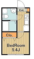 アザーレパッシオ矢部A 3階1Kの間取り