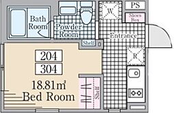 ＭＤＭ旗の台 2階ワンルームの間取り