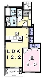 カリーノ・フィオーレ 1LDKの間取図画像