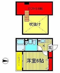 エファージュ 2階1Kの間取り