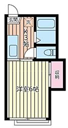 ハイツプレーヌ 1Kの間取図画像