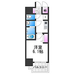 アドバンス大阪ベクエム 1Kの間取図画像