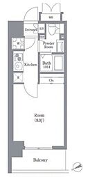 オアーゼ芝浦レジデンス 1Kの間取図画像
