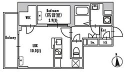 グランパセオ上野御徒町 10階1LDKの間取り