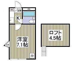 マートルA 1階1Kの間取り
