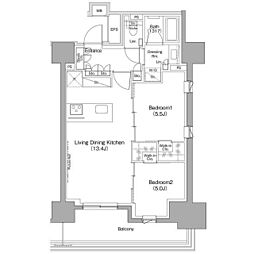 ザ・パークハビオ滝野川 2LDKの間取図画像