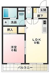 NSハイツB棟 1LDKの間取図画像