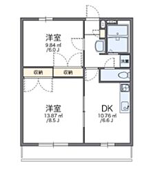 レオパレスゴールドレジデンス城北C 2DKの間取図画像