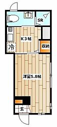 Granite矢向 1Kの間取図画像