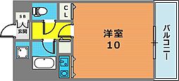 コーラルウェイII 3階1Kの間取り