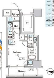 PARKAXIS横濱高島町 ワンルームの間取図画像