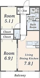 CityPrimeひばりが丘 2LDKの間取図画像