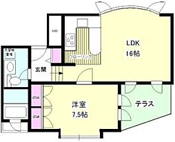 フラッツ都立大 1LDKの間取図画像
