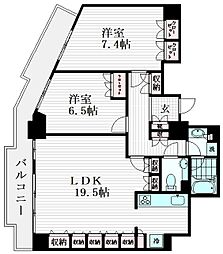 ローレルコート新宿タワー 27階2LDKの間取り