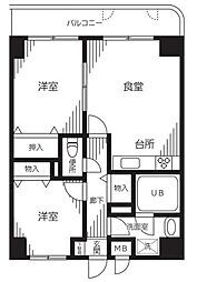 エステハイム横浜 2DKの間取図画像