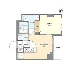小田急小田原線 町田駅 徒歩12分の賃貸マンション 3階1DKの間取り