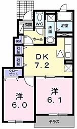 グランドゥールソフィア2 2DKの間取図画像