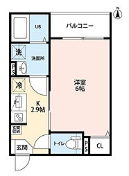 JR片町線(学研都市線) 放出駅 徒歩9分の賃貸アパート 1階1Kの間取り