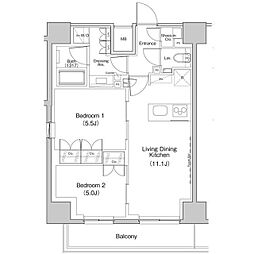 ザ・パークハビオ中野富士見町ガーデン 2LDKの間取図画像
