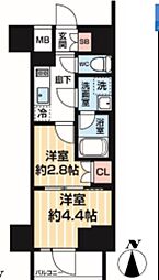 ＡＲＣＯＢＡＬＥＮＯ ＭＩＮＡＭＩＳＥＮＪＵ 8階2Kの間取り