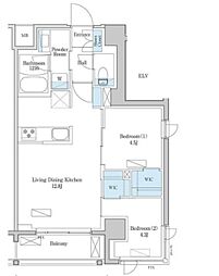 デュオフラッツ篠崎 6階2LDKの間取り