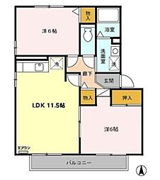 サンクレール2 2LDKの間取図画像