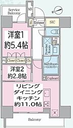 CRESTCOURT本郷三丁目 2LDKの間取図画像