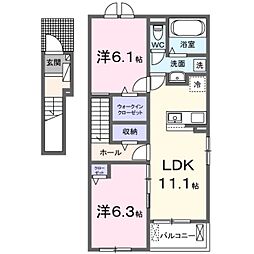 グラン・オーブ 2LDKの間取図画像