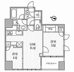 ディームス大手町ノース 6階2LDKの間取り