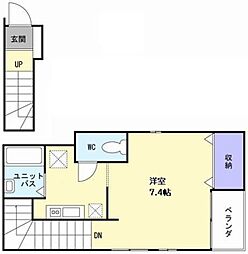 プライマル南馬込 2階ワンルームの間取り