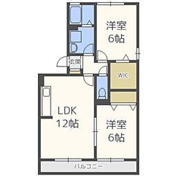 セジュールトーC 2LDKの間取図画像