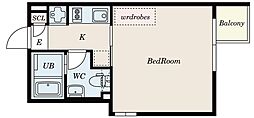 グランパセオ白山 4階1Kの間取り