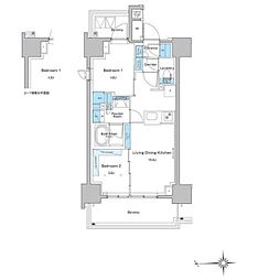 ルフォンプログレ門前仲町プレミア 7階2LDKの間取り