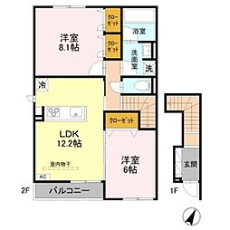 ヴィラノワール N N(ノール) 2LDKの間取図画像