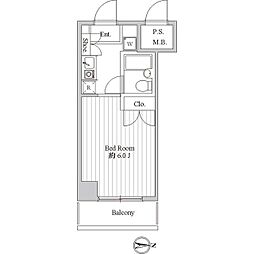 スペーシア池上 5階1Kの間取り