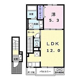 スール ソレイユ ココル II 1LDKの間取図画像