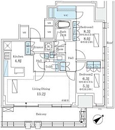 プラウドタワー渋谷 2LDKの間取図画像