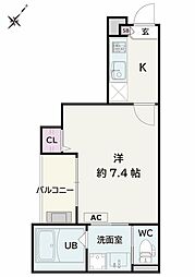 東松山市若松町1丁目アパート 1Kの間取図画像