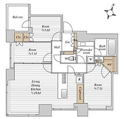 シティタワー九段下 3LDKの間取図画像