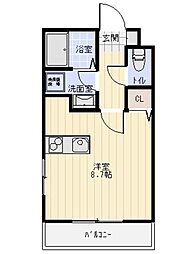 GF周船寺ルピナス ワンルームの間取図画像