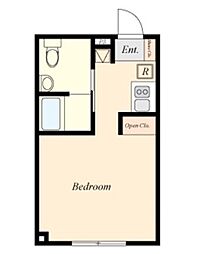 東京メトロ日比谷線 八丁堀駅 徒歩6分の賃貸マンション 1階ワンルームの間取り