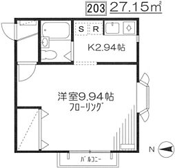 セレッソ 1Kの間取図画像