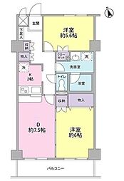 エクレール上池台 2DKの間取図画像