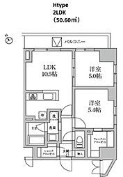 RESIDIA日本橋馬喰町2 2LDKの間取図画像