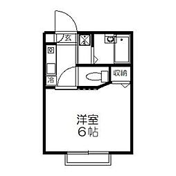 アトラス寺越 1Kの間取図画像