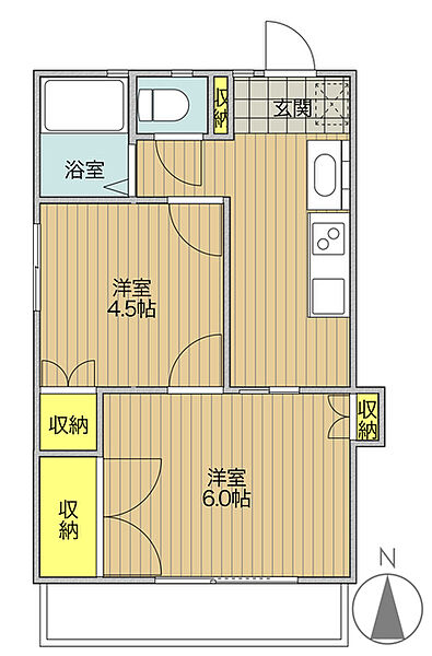 T-net 東野荘ＩＩ 203｜埼玉県新座市東２丁目(賃貸アパート2K・2階・37.40㎡)の写真 その2