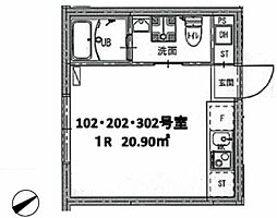 ディアマンテ糀谷 1階ワンルームの間取り