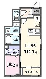 カフーエス 1LDKの間取図画像